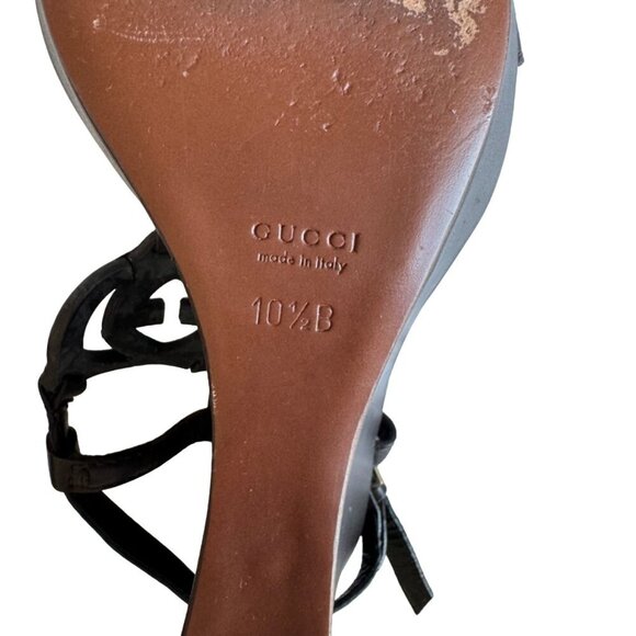 Gucci Wedge Sandals | Interlocking G Logo | Preloved Designer Shoes Sz 10.5 - Picture 9 of 16
